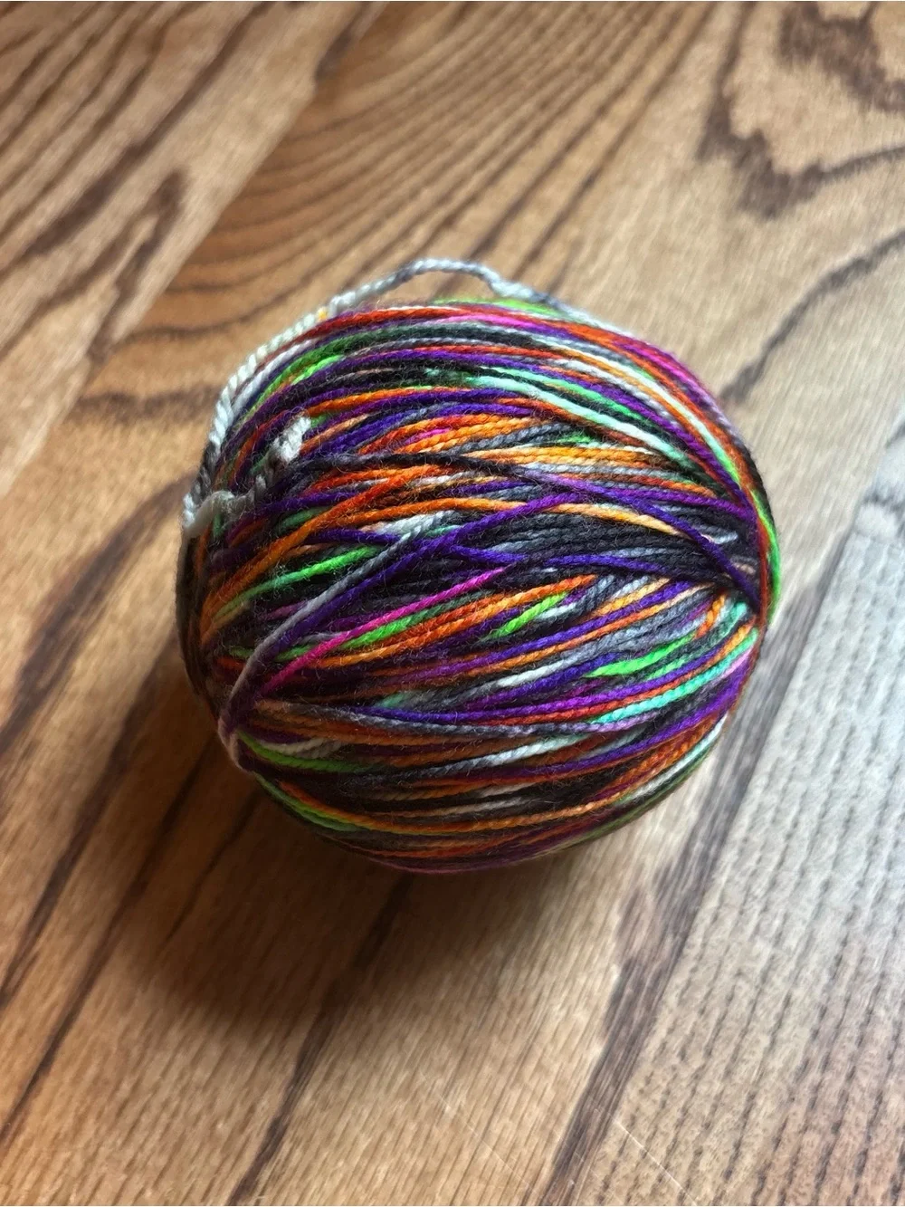 Yarn Hand Dyed Fingering Halloween Purple Orange Green Wool Blend 105g Knitting